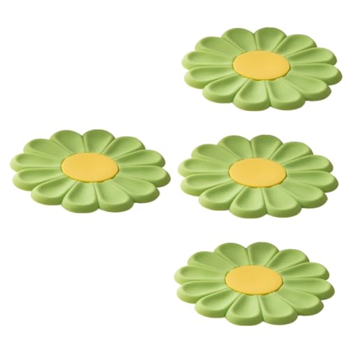 DECHOUS 4 Stück Blumen Topflappen Anti-hitze-Matte Für Heiße Speisen Flexibles Silikon-tischset Silikonmatte in Gänseblümchenform Tischsets Teppich Kieselgel Die Blumen von DECHOUS