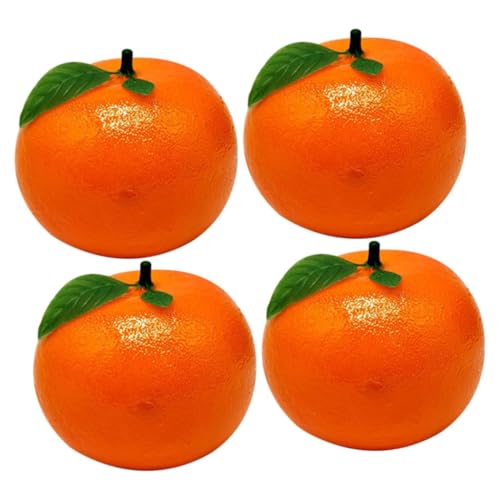 DECHOUS 4 Stück Fruchtschmuck Esstisch Mittelstücke Orange Wohnkultur Desktop-Spielzeug Gefälschte Orangenverzierung Künstliche Orangen Mini Künstliche Kürbisse Fake-orangen-Ornament Blatt von DECHOUS