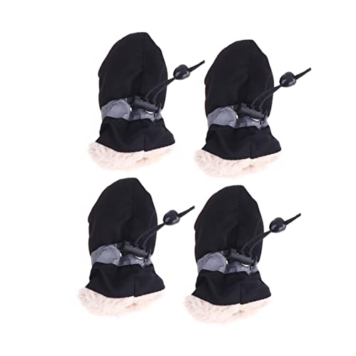 DECHOUS 4 Stück Teiliges rutschfeste Hundeschuhe mit Dicker Plüschfüllung Verstellbare Pfotenschutz für Draußen wasserdichte Schutzschuhe für Hunde Schwarz von DECHOUS