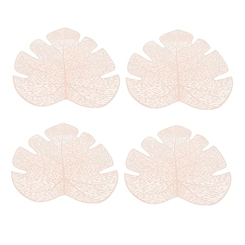 DECHOUS 4 Stück Tischset aus Palmblatt Schalter Gestell Kitchen mat Desk pad Tischunterlage Platzset Tischdekoration Feiertags-Esstisch-Isolierpads Tischset im Blattdesign Tischsets PVC von DECHOUS