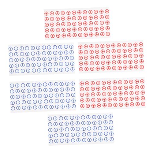 DECHOUS 6 Blätter Bögen Polarity Aufkleber Selbstklebend PVC Elektrodenkennzeichnung Rot Blau Batterie Polung Labels für Schalttafel Stromverteiler Verteilerkasten von DECHOUS