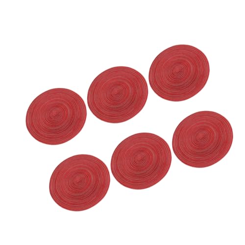 DECHOUS 6Stücke Runde Tischsets Geflochtene Tischmatten rutschfeste Wärmedämmung Untersetzer Abwaschbare Platzdeckchen Für Esszimmertisch Rot Für Zuhause Und Gastronomie von DECHOUS