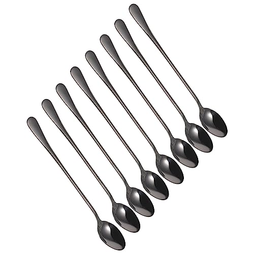 DECHOUS 8 Stück zusammenklappbar multi Macchiato sofortig trendy ice cream scoop spoon set kochlöffelset kochgeschirr teeportionierlöffel Eislöffel Getränkelöffel Rostfreier Stahl Black von DECHOUS