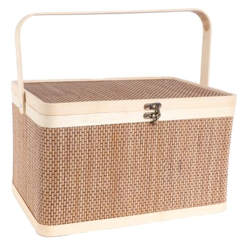 DECHOUS Aufbewahrungskorb Tragbarer Geschenkkorb 32x22x20cm Gewebter Korb Aus Natürlichem Material Multifunktionale Haushaltsorganisation Dekorativ Für Schlafzimmer Wohnzimmer von DECHOUS