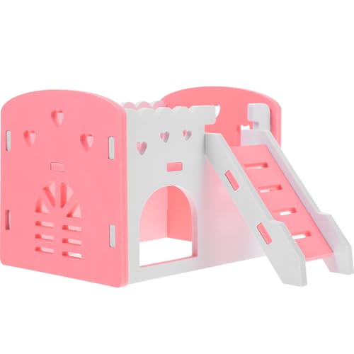 DECHOUS Buntes Hamsterhaus aus Holz Stabiles Versteck und Schlafplatz für Hamster Chinchillas und Kleintiere Multifunktionale Kuschelhöhle mit Niedlichem Design für Ganzjährigen Spiel von DECHOUS