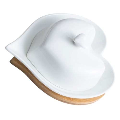 DECHOUS Butterdose Mit Deckel Und Dessertteller Aus Keramik Holztablett Für Aufbewahrung Geeignet Für Geburtstagsfeiern Und Bankette von DECHOUS