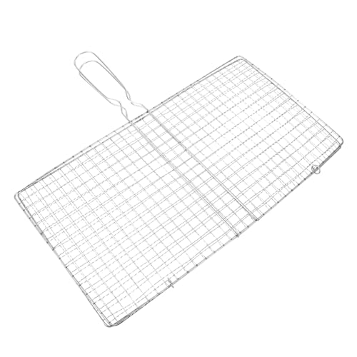 DECHOUS Edelstahl Grillkorb Großer Metall Fisch Grillhalter mit Clip Design Hitzebeständiges Tragbares Grillzubehör für Fisch Steak Gemüse und Meeresfrüchte Holzkohlegrill von DECHOUS