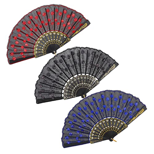 DECHOUS Einzigartiges Faltfächer-Set – 3 Fächer Mit Pfauen-Pailletten Handfächer Zum Tanzen Modische Kostüm-Accessoires Für Frauen Mädchen Und Die Bühne DECHOUS Einzigartiges Faltfächer-Set – 3 Fächer Mit Pfauen-Pailletten Handfächer Zum Tanzen Modische Kostüm-Accessoires Für Frauen Mädchen Und Die Bühne von DECHOUS