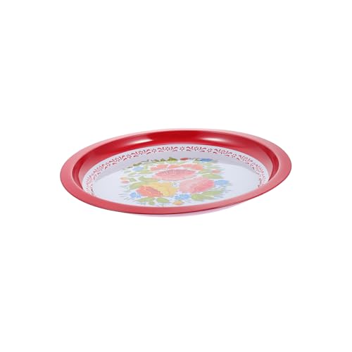 DECHOUS Emaille Obst-und Gemüse teller retro styles diene eisbonbons kuchen susigkeite modern Tortenplatte aus Emaille Korb Haushaltsteller Teller zur Aufbewahrung von Lebensmitteln rot von DECHOUS