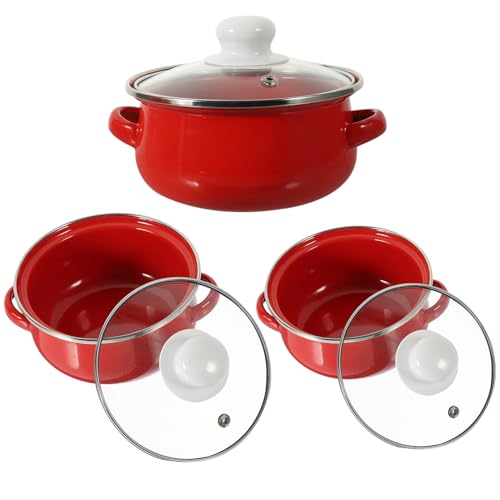 Retro Emaille Suppentopf Set 3-teilig Mini Topfset Für Schnelle Mahlzeiten von DECHOUS