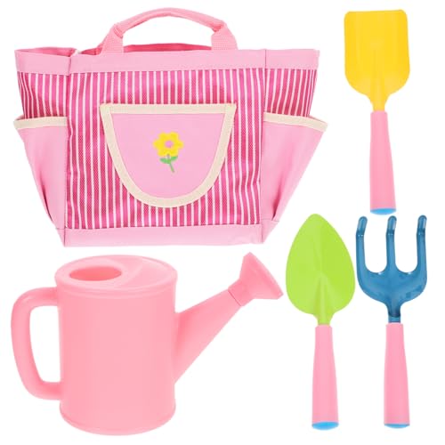 DECHOUS Gartengeräte Set mit Wasserkessel Schaufel Rechen und Tragetasche Stabiles Gartenwerkzeug für Bodenbearbeitung Pflanzung und Unkrautentfernung für Mädchen im Garten von DECHOUS