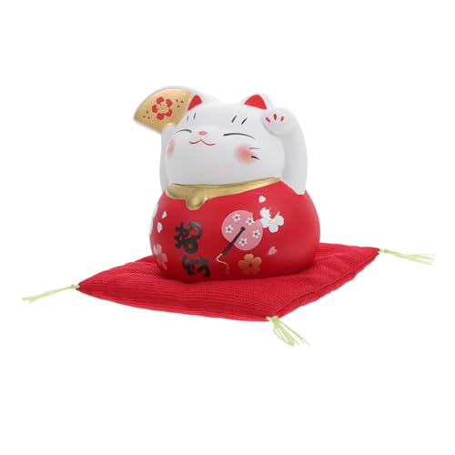 DECHOUS Glückskatze Aus Keramik Mini Maneki Neko Kätzchen Figur Desktop-Dekoration Ornament Glückskatze Nach Feng Shui Feng-Shui-Katze Realistische Katzenfigur Die Katze Haustier von DECHOUS