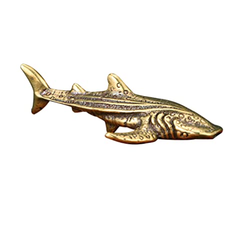 DECHOUS Hai Figur Messing Deko Kupfer Haifisch Figur Feng Shui Mini Hai Statue Messing Tier Deko Chinesische Glücksbringer für Auto Armaturenbrett Büro Tischdeko Wohnkultur von DECHOUS