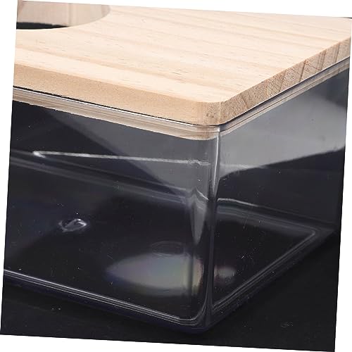 DECHOUS Hamster Sandbad Box aus Klarem Kunststoff mit Holzdeckel und Belüftung Kleine Sandbadewanne für Zwerghamster Mäuse Chinchillas und Meerschweinchen Leicht zu Reinigen und DECHOUS Hamster Sandbad Box aus Klarem Kunststoff mit Holzdeckel und Belüftung Kleine Sandbadewanne für Zwerghamster Mäuse Chinchillas und Meerschweinchen Leicht zu Reinigen und von DECHOUS