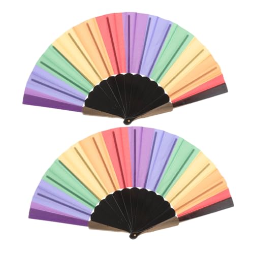 DECHOUS Handfächer Faltbar Individueller Faltfächer Chinesischer Faltfächer Fächer Im Regenbogenstil 2 Stück Große Kunststofffächer Handfächer Für Tanzparty-Dekorationen DECHOUS Handfächer Faltbar Individueller Faltfächer Chinesischer Faltfächer Fächer Im Regenbogenstil 2 Stück Große Kunststofffächer Handfächer Für Tanzparty-Dekorationen von DECHOUS