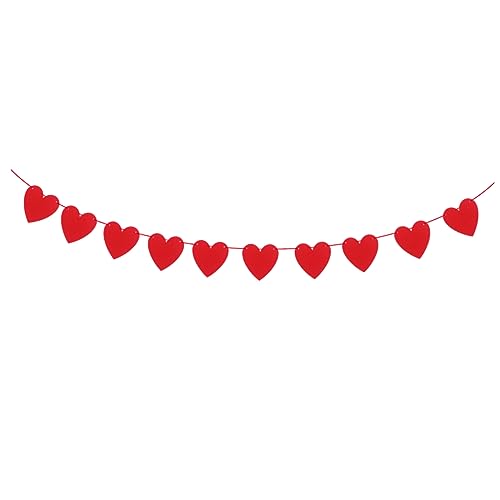 DECHOUS Herzgirlande aus Reißfestem Vliesstoff Rote Love Heart Party Deko für Valentinstag Hochzeit Verlobung Brautdusche Romantische Feier und Geburtstag von DECHOUS