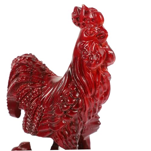 DECHOUS Holz Geschnitzte Hahn Figur Handgefertigt Cartoonförmig Langlebig Desktop Deko für Haus Büro und Garten von DECHOUS