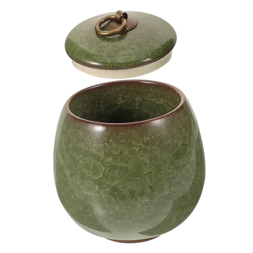 DECHOUS Keramik Tierurne mit Deckel Kleine Versiegelbare Haustier Aschebehälter Cremation Urn für Hunde und Katzen Tragbare Gedenkurne in Hellem Grün Sicheres Aufbewahren Verstorbener von DECHOUS