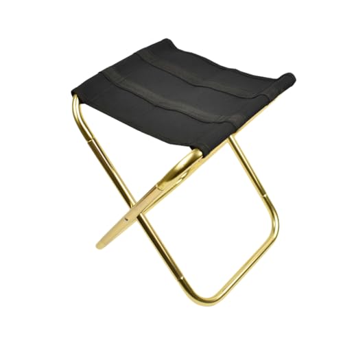 DECHOUS Leichter Faltbarer Klapphocker für Camping Angeln Reisen Grillen Tragbarer Sitzhocker für Robuster Outdoor Faltstuhl in Schwarz und Gold von DECHOUS