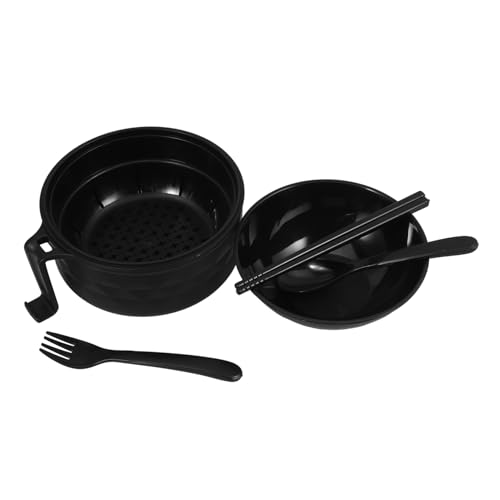 DECHOUS Mikrowellengeeignete Ramen Schüssel mit Deckel Set aus Sicherem Kunststoff Spülmaschinenfest Tragbarer Nudelkocher für College und Wohnung Schwarz Auslaufsicher und Einfach zu von DECHOUS