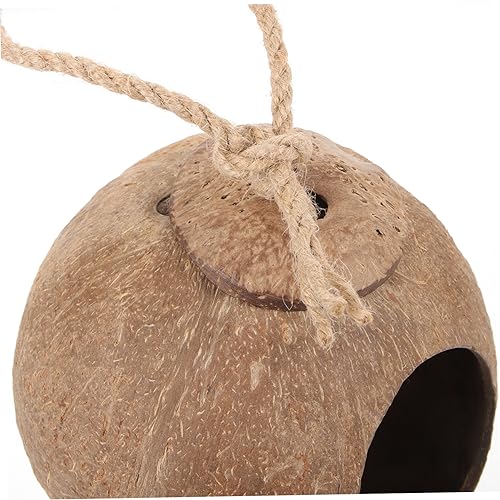 DECHOUS Natürliches Vogelspielzeug Hängesitz aus Kokosnussschale Langlebiges Papageien Nest mit Bunten Accessoires Fördert Artgerechte Haltung und Interaktion Geeignet für Wellensittiche von DECHOUS