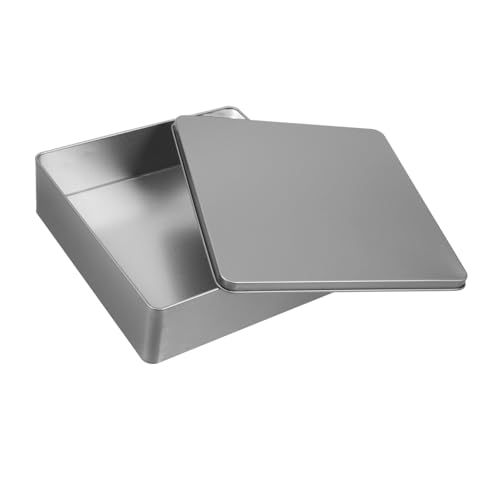 DECHOUS Quadratische Aufbewahrungsbox aus Hochwertigem Blech mit Großem Fassungsvermögen Wiederverwendbare Dekorbox für Süßigkeiten und Kekse Silberne Metalldose für Geschenkverpackungen von DECHOUS