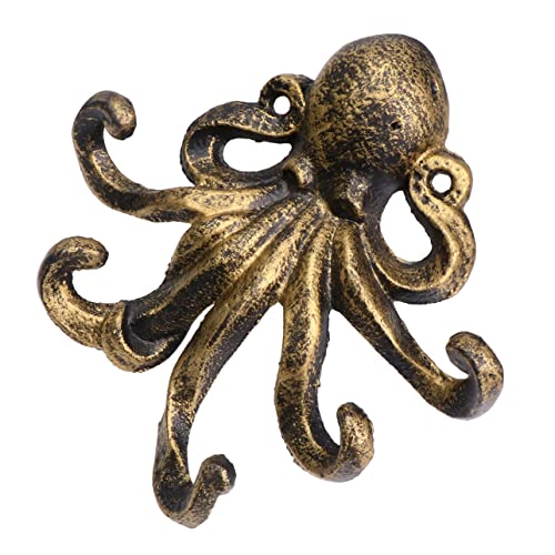 DECHOUS Retro Gusseisen Wandhaken Design Robuster Schlüssel und Garderobenhaken für Zuhause Vielseitig für Bad Küche Flur Langlebig und Rostfrei Dekorativer Vintage Deko Wandhalter Gold von DECHOUS