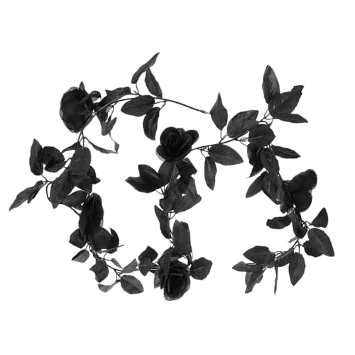 DECHOUS Schwarze Rebe Fälschung Künstliche Hängepflanzen Künstliche Pflanzen Schwarze Weinrebengirlande Falsch Schwarze Rosengirlande Gefälschte Reben Simulation Rahmen Black Polyestertuch von DECHOUS