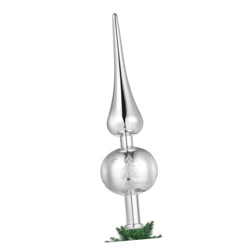 DECHOUS Silberne Weihnachtsbaumspitze mit Pailletten, kreativer Weihnachtsbaumschmuck für festliche Partys, einfach zu platzieren, Sternverzierung und Geschenkauswahl von DECHOUS