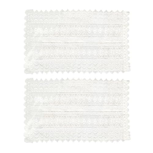DECHOUS 2 Stück Weiße Spitze Tischsets 25x40cm Modernes Boho Tischtuch Elegantes Rechteckiges Häkeldeckchen für Hochzeit Küche Camping Außen Dekoration von DECHOUS