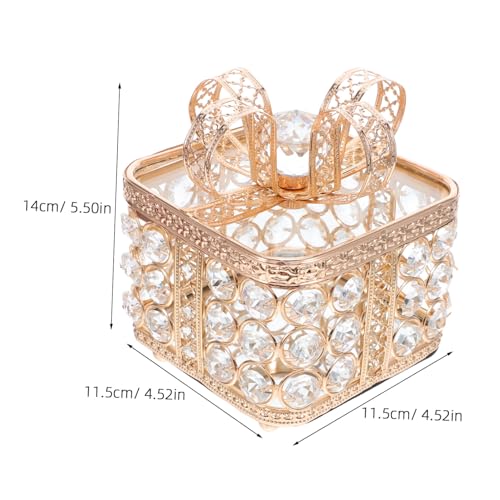 DECHOUS Vintage Kristall Schmuckbox mit Schleifen deckel Spiegelnde Metall Truhenbox Eleganter Schmuck organizer für Ringe Ohrringe Armbänder Dekorativer Aufbewahrungsbehälter im von DECHOUS