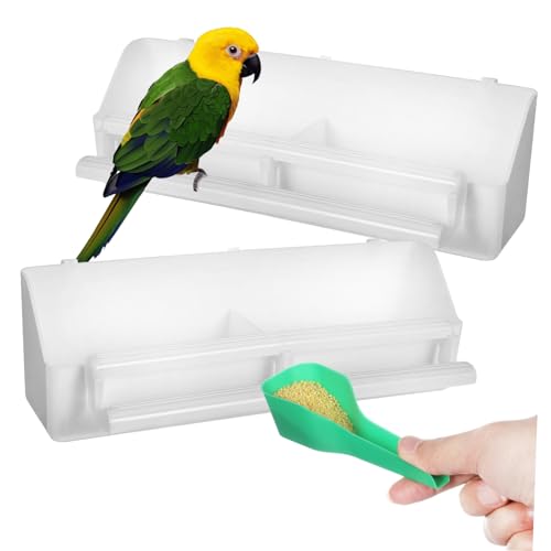 DECHOUS Vogelkäfig Futterbox mit Löffel Fächer Futternapf zum Aufhängen Stabile Futterstation für Wellensittiche Papageien und Kleinvögel Einfache und rutschfest DECHOUS Vogelkäfig Futterbox mit Löffel Fächer Futternapf zum Aufhängen Stabile Futterstation für Wellensittiche Papageien und Kleinvögel Einfache und rutschfest von DECHOUS