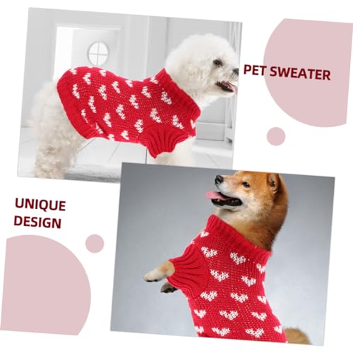 DECHOUS Warmer Hundepullover mit Herz Muster Dehnbarer Rollkragen Strapazierfähiger Weicher Strickpullover für Kleine und Mittelgroße Hunde für Kalte Wintertage und Alltag DECHOUS Warmer Hundepullover mit Herz Muster Dehnbarer Rollkragen Strapazierfähiger Weicher Strickpullover für Kleine und Mittelgroße Hunde für Kalte Wintertage und Alltag von DECHOUS