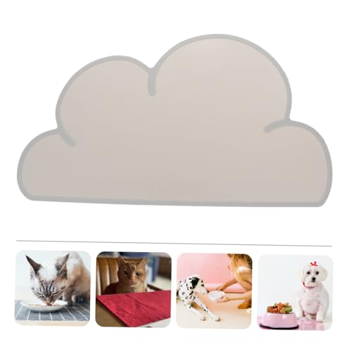 DECHOUS rutschfeste Haustier Futtermatte Verschleißfestes Futterunterlage Pad für Katzen und Hunde Wasserabweisend Leicht zu Reinigen Verhindert Verschütten und Schützt Böden Hellgrau von DECHOUS