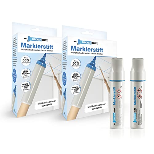 DECKENBLITZ 2x Spezial-Markierstift für perfekt gestrichene Decken | Überstreichbare Spezialtinte erleichtert das Streichen und verhindert unschöne Streifen & Ansätze | Bis zu 50% schneller streichen DECKENBLITZ 2x Spezial-Markierstift für perfekt gestrichene Decken | Überstreichbare Spezialtinte erleichtert das Streichen und verhindert unschöne Streifen & Ansätze | Bis zu 50% schneller streichen von DECKENBLITZ