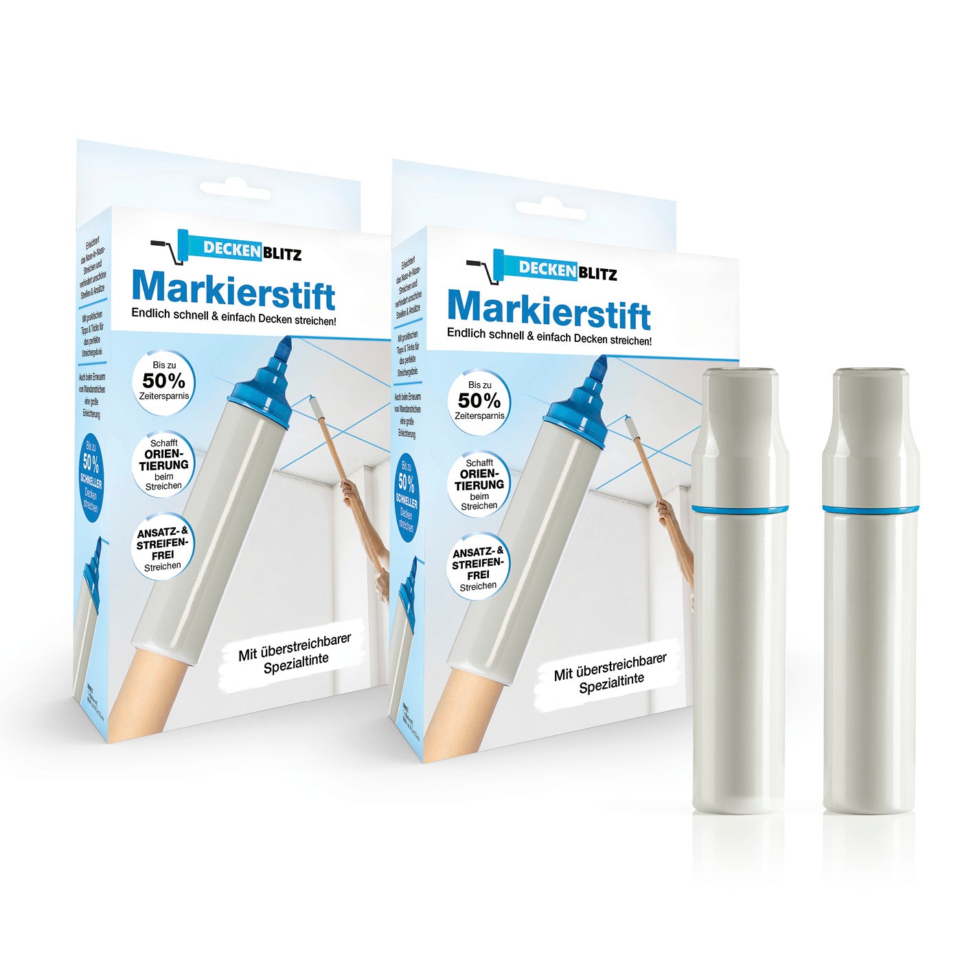 Markierstift - Mit überstreichbarer Spezialtinte -  2er-Set von DECKENBLITZ