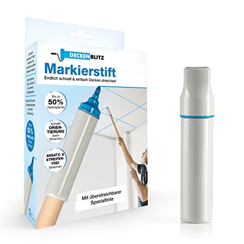 DECKENBLITZ Spezial-Markierstift für perfekt gestrichene Decken | Überstreichbare Spezialtinte erleichtert das Streichen und verhindert unschöne Streifen & Ansätze | Bis zu 50% schneller streichen DECKENBLITZ Spezial-Markierstift für perfekt gestrichene Decken | Überstreichbare Spezialtinte erleichtert das Streichen und verhindert unschöne Streifen & Ansätze | Bis zu 50% schneller streichen von DECKENBLITZ
