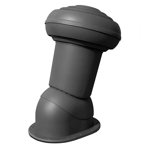 Decket Entlüfterkamin VIRTUM DN125, Ø 125 mm Durchmesser, Kamin für Plattdach, Trapezblech & Doppelfalzblech, Dachentlüftung aus Polypropylen, mit Durchgangsabdeckung, Grafit von DECKET
