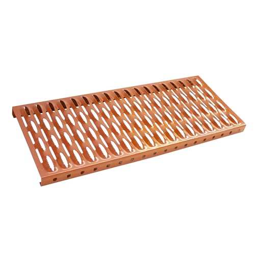 Decket Laufrost für Dach & Schornstein, Dachtritt aus Stahlblech, Korrosions- und Witterungsbeständig, Trittfläche zur Bewegung auf dem Dach, Laufgitter für Dachbewegung, 150 cm Länge, Ziegelrot von DECKET