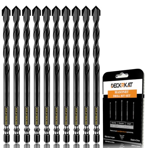 DECKRKAT Hartmetall-Steinbohrer für Beton, Ziegel, Fliesen, Schwarz, Sechskantschaft, Set mit robustem Koffer, Schnellwechselbohrer, 10-teilig, 5/16 Zoll DECKRKAT Hartmetall-Steinbohrer für Beton, Ziegel, Fliesen, Schwarz, Sechskantschaft, Set mit robustem Koffer, Schnellwechselbohrer, 10-teilig, 5/16 Zoll von DECKRKAT