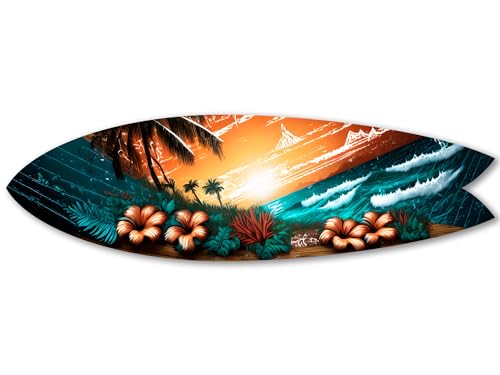 DECLINA, Surfbrett Deko Wanddeko Surf Deko Alu-Dibond Surfbrett Deko Meereslandschaft 100x30cm von DECLINA