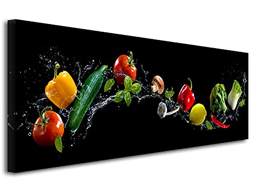 DECLINA Bild für die Küche, bedruckte Leinwand, Wanddekoration, Panoramabild Küche, Gemüse, 80 x 30 cm von DECLINA