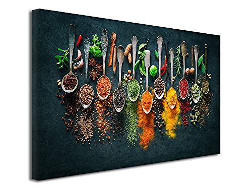 DECLINA Leinwandbild Küche XXL Wandbild Dekorative Leinwand Bild Küche Gewürze Druck auf Leinwand 100x60cm von DECLINA