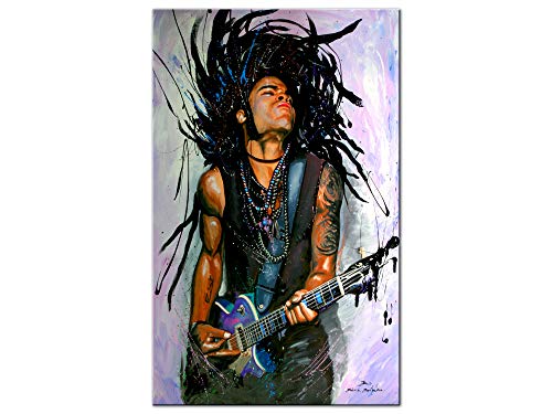 DECLINA Lenny Kravitz Kunstdruck auf Aluminium bedruckt, Dibond-Bild, Wandbild, Aludruck, Dekobild, 30 x 50 cm, mehrfarbig von DECLINA