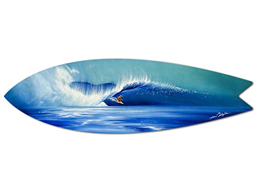 DECLINA Surfboard Deko Funny Waves Dekoratives Surfbrett, Druck auf Alu-Dibond, Wanddekoration, 100 x 30 cm von DECLINA