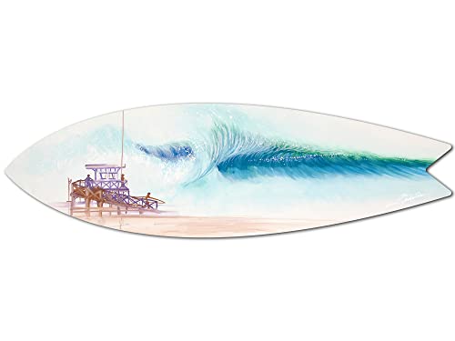 DECLINA Dekoratives Surfbrett White Sand Beach, Surfboard bedruckt, Surfbrett, Deko Wanddekoration, Dekobrett, 100 x 30 cm von DECLINA