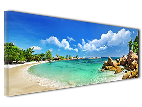 DECLINA Raumdeko Bild, Dekobild, Designbild, Wandbild, Panoramabild Seychellen, 150 x 60 cm von DECLINA