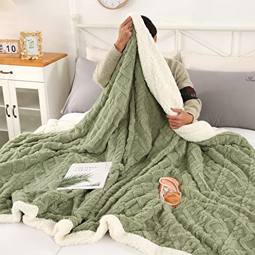 DECMAY Sherpa Fleece Throw Blanket 150x200cm, Fluffy Soft Warm Throws for Sofa Large Fleece Thick Blanket for Bed, Couch, Sofa and Chair, Sage Green von DECMAY