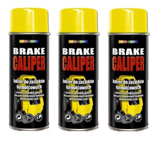 Deco Color 3er Sparpack 400ml Bremssattellack Bremssattel Farbe Gelb von Deco Color