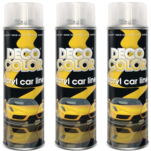Deco Color 3er Sparpack ACRYL-CAR-LINE KLARLACK MATT in 500ml anwendbar für Felgenlacke (3 Dosen 500ml Klarlack Matt) von Deco Color